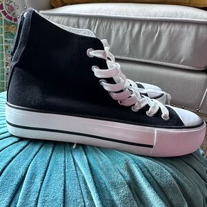 Black and White High-Top Sneakers